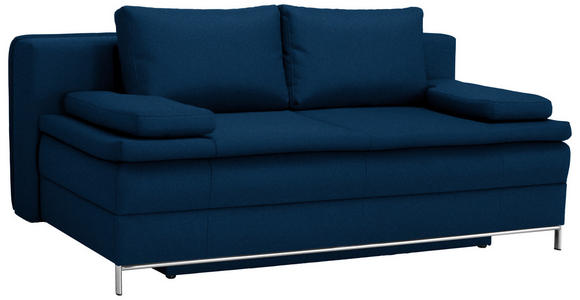 BOXSPRINGSOFA Centa in Webstoff Dunkelblau  - Chromfarben/Dunkelblau, Design, Textil/Metall (200/93/107cm) - Novel