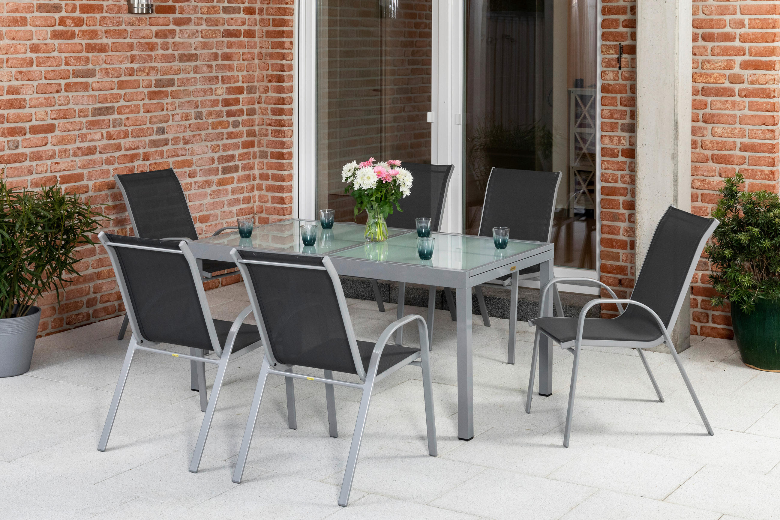GARTENSET Aluminium  - Silberfarben/Grau, MODERN, Textil/Metall - Gardenson