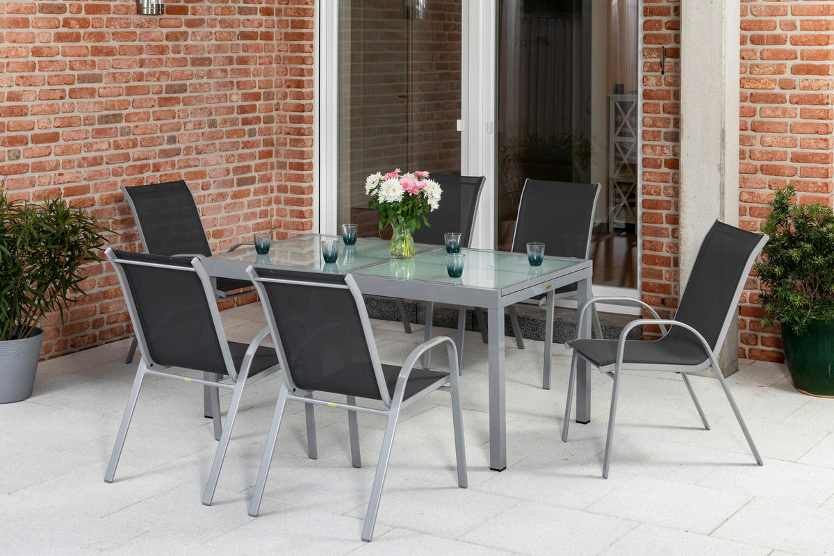 GARTENSET Aluminium  - Silberfarben/Grau, MODERN, Textil/Metall - Gardenson