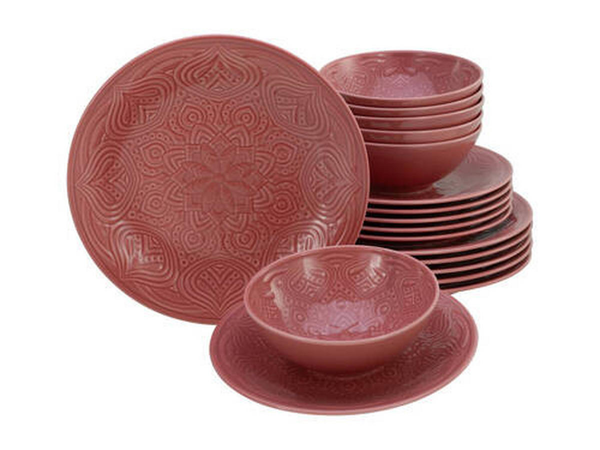 SERVIS 18 delar  - mörkrosa, Trend, keramik - Creatable
