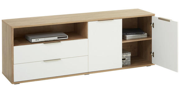 LOWBOARD 180/64/42 cm - Edelstahlfarben/Eichefarben, Design, Holzwerkstoff/Kunststoff (180/64/42cm) - Hom`in