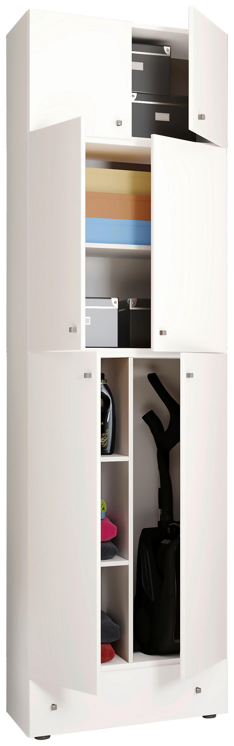 MULTISKÅP 70/240/39 cm 6-dörrar - vit/grå, Modern, trämaterial/plast (70/240/39cm) - MID.YOU