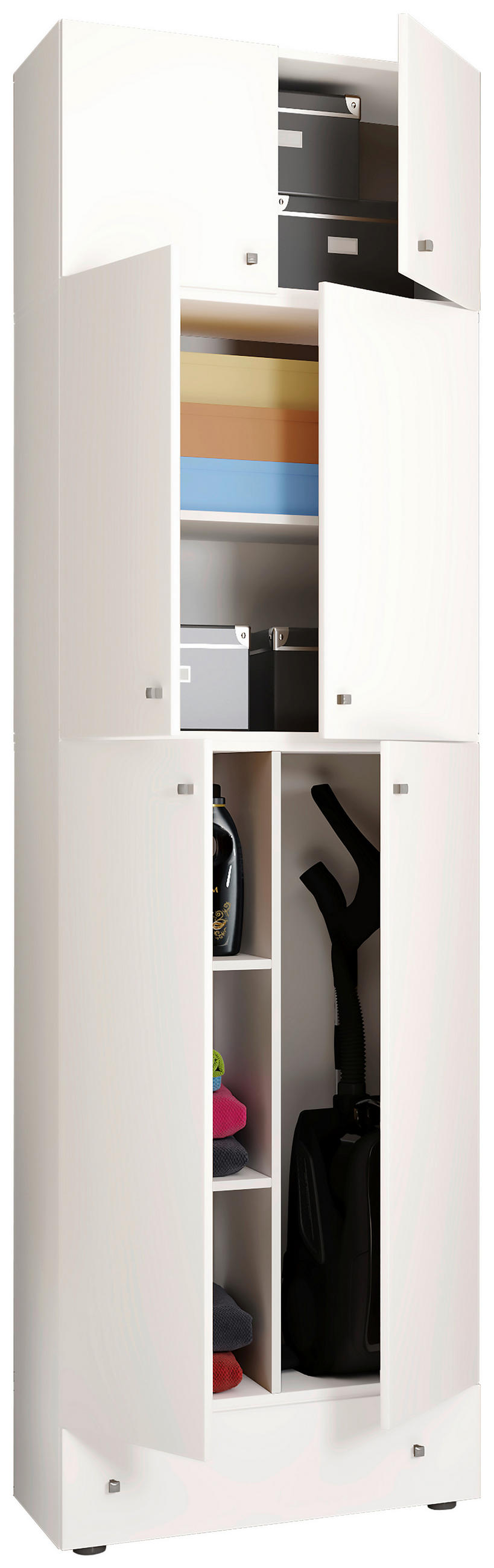 MULTISKÅP 70/240/39 cm 6-dörrar - vit/grå, Modern, trämaterial/plast (70/240/39cm) - MID.YOU