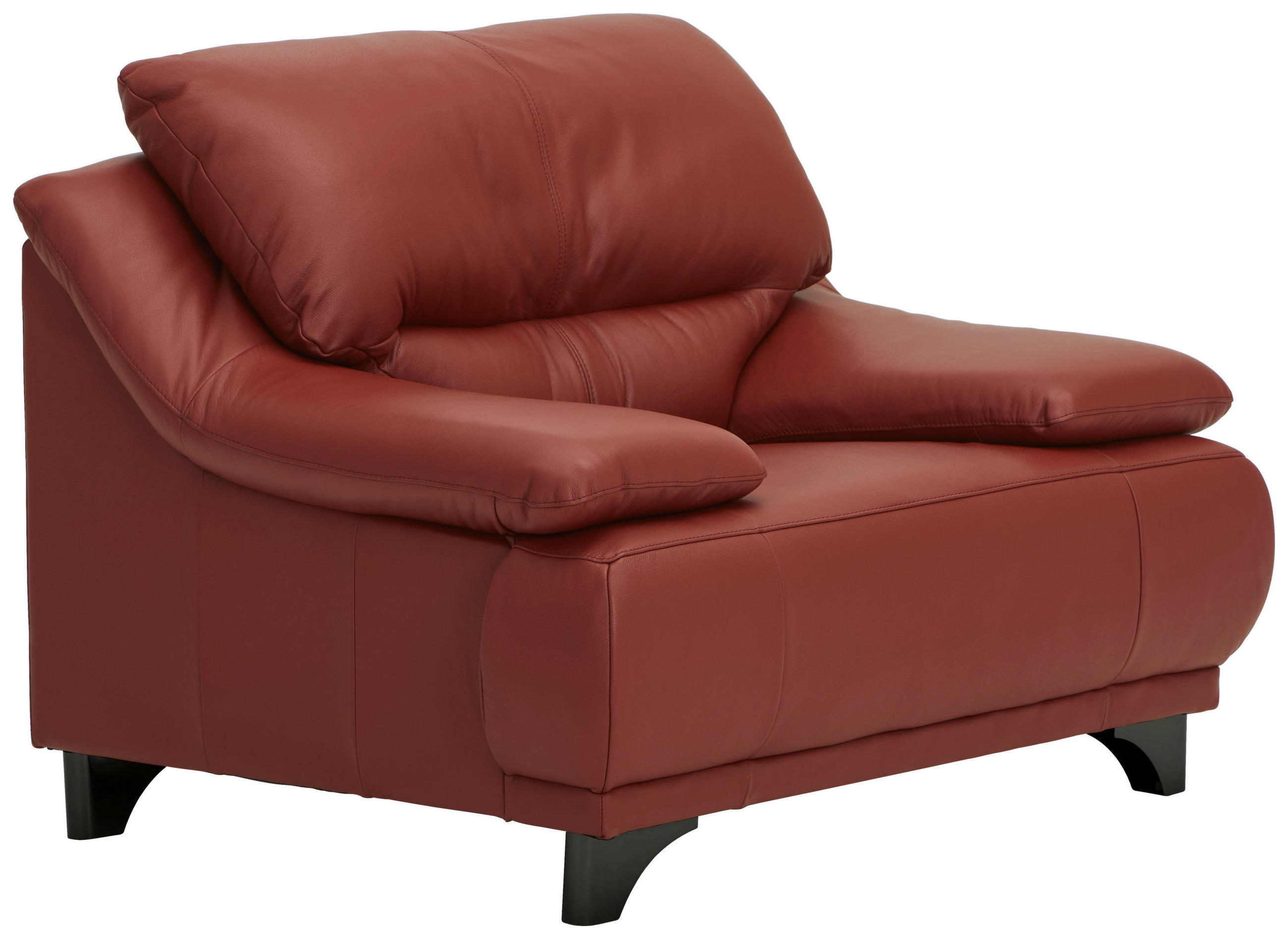 SESSEL Echtleder Rot    - Rot/Schwarz, Design, Leder/Metall (118/87/92cm) - Xora
