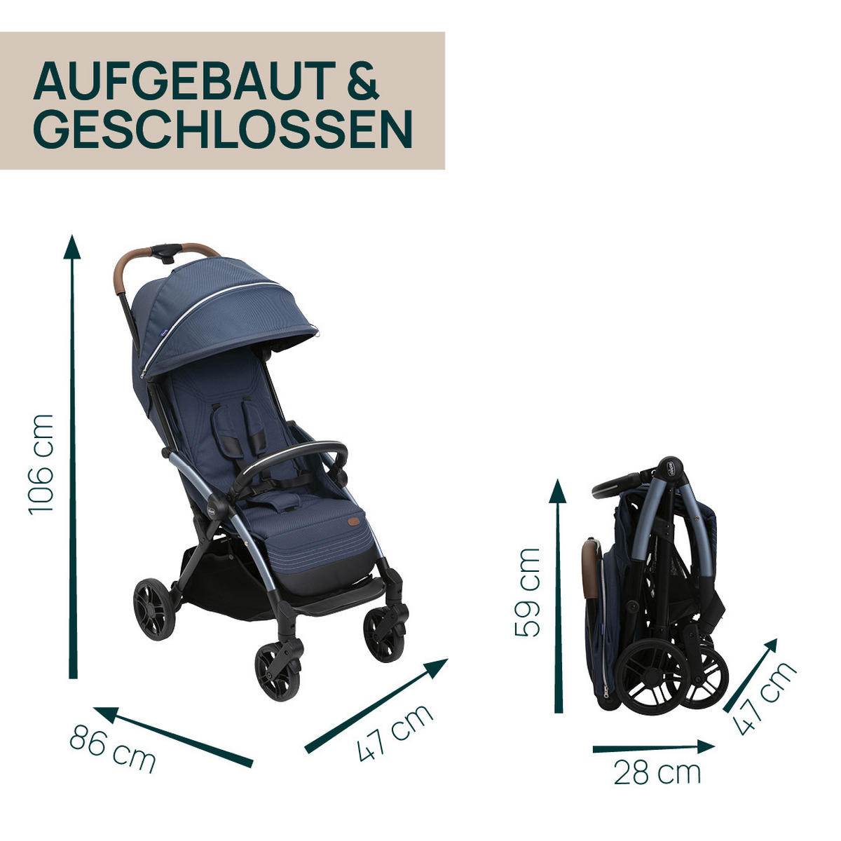 BUGGY GOODY XPLUS  - Blau, Basics, Textil/Metall (47/86/106cm) - Chicco