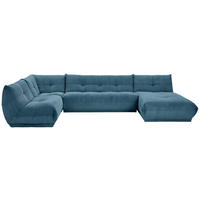 WOHNLANDSCHAFT  Cord Petrol  - Petrol, Trend, Textil (210/390/185cm) - Livetastic