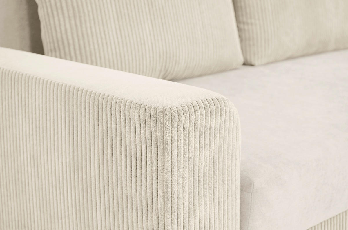 ECKSOFA in Cord, Mikrofaser Creme  - Chromfarben/Creme, Design, Kunststoff/Textil (239/141cm) - Livetastic