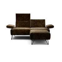 2-SITZER-SOFA Samt Dunkelbraun  - Dunkelbraun/Schwarz, Design, Textil/Metall (164-194/85/86-94cm) - SENSOO