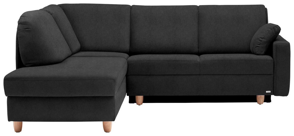 ECKSOFA in Flachgewebe Anthrazit  208/227 cm  - Eichefarben/Anthrazit, KONVENTIONELL, Holz/Textil (208/227cm) - Sedda
