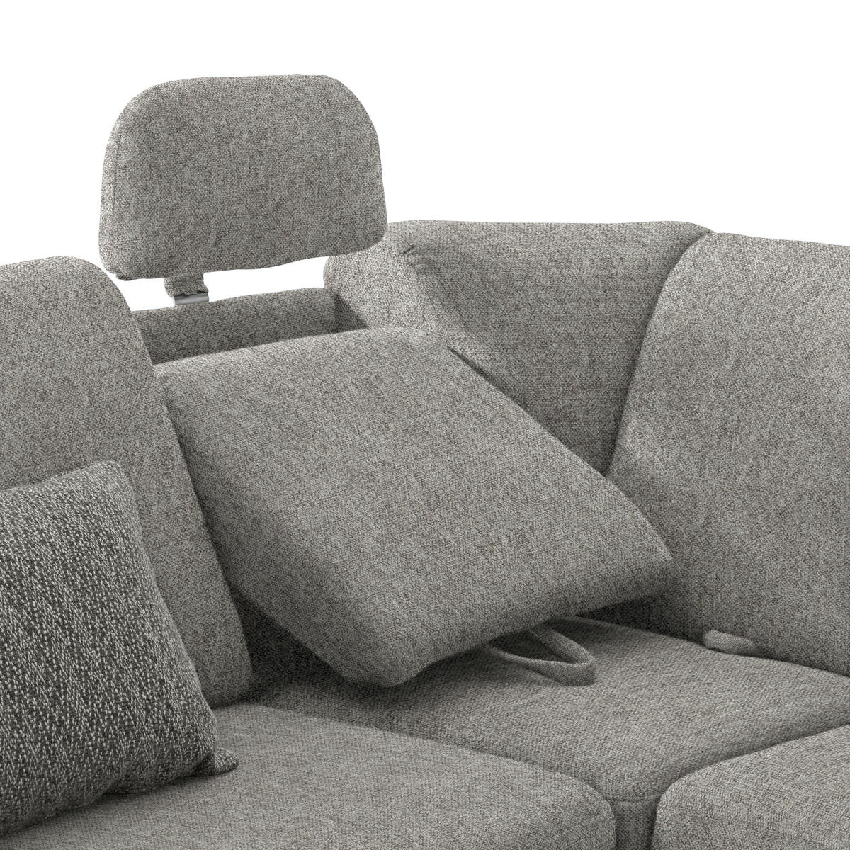 WOHNLANDSCHAFT in Chenille Hellgrau  - Hellgrau/Alufarben, KONVENTIONELL, Kunststoff/Textil (236/322/158cm) - Sedda
