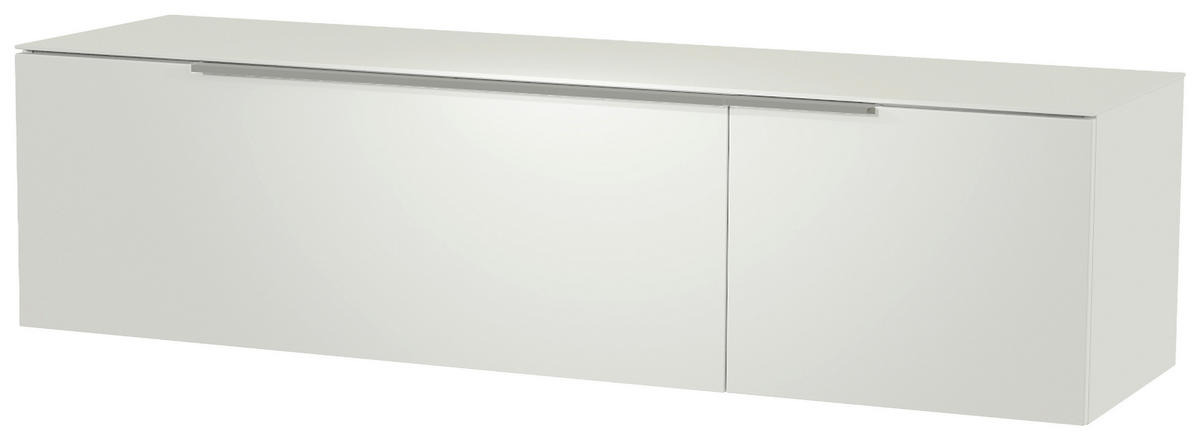 LOWBOARD  in 160/41/45 cm  - Weiss/Alufarben, Design, Glas/Holzwerkstoff (160/41/45cm) - Moderano