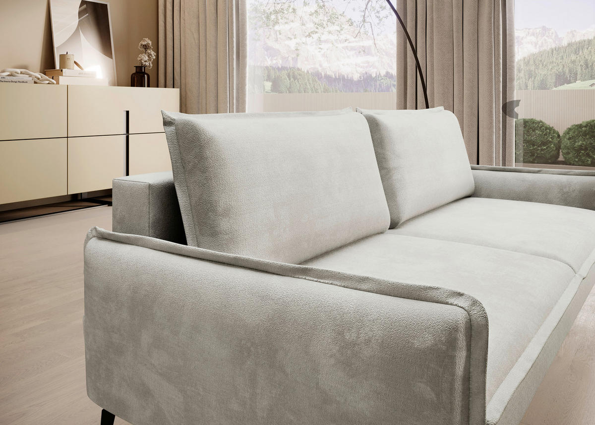 SCHLAFSOFA in Chenille Creme  - Creme/Schwarz, KONVENTIONELL, Textil/Metall (223/89/107cm) - Carryhome