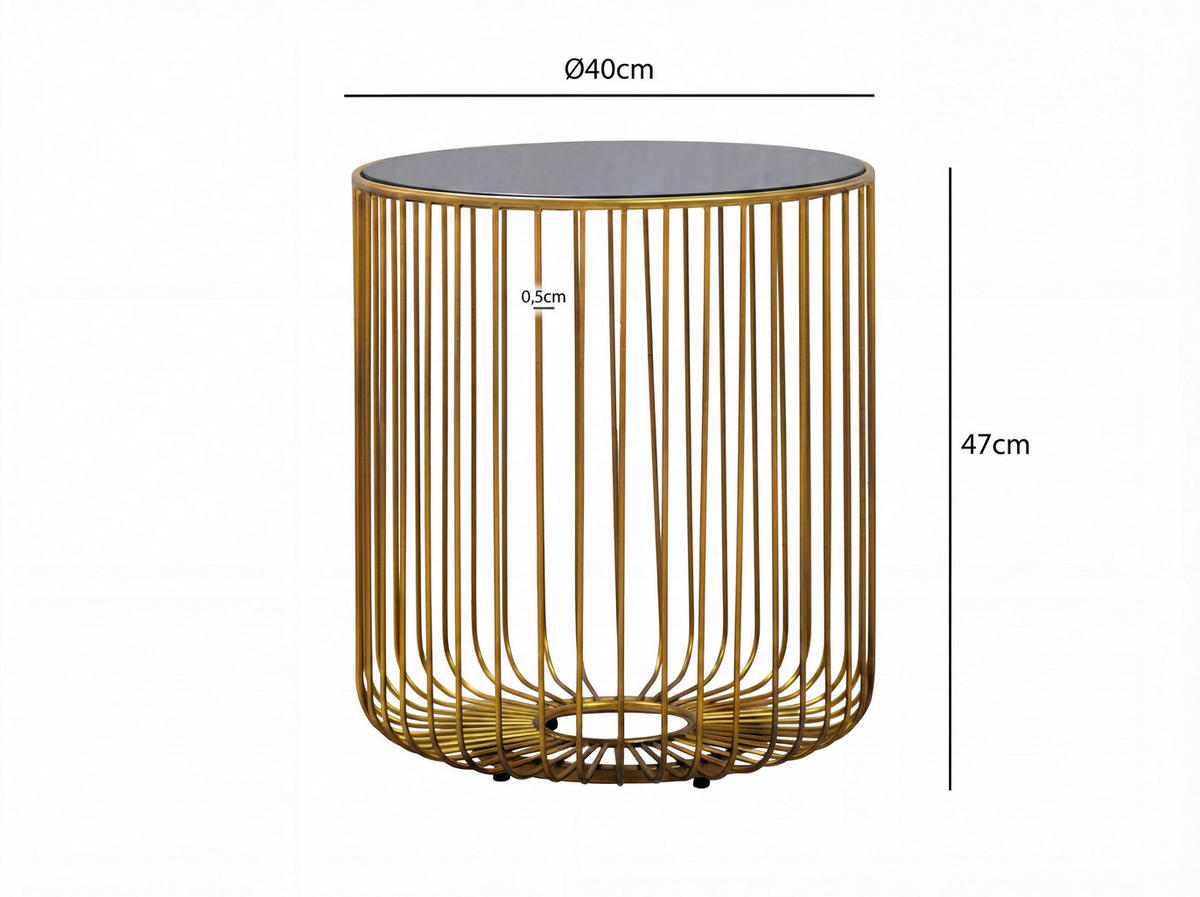 BEISTELLTISCH Metall, Glas 40/40/47 cm  - Goldfarben, Design, Glas/Metall (40/40/47cm) - Livetastic