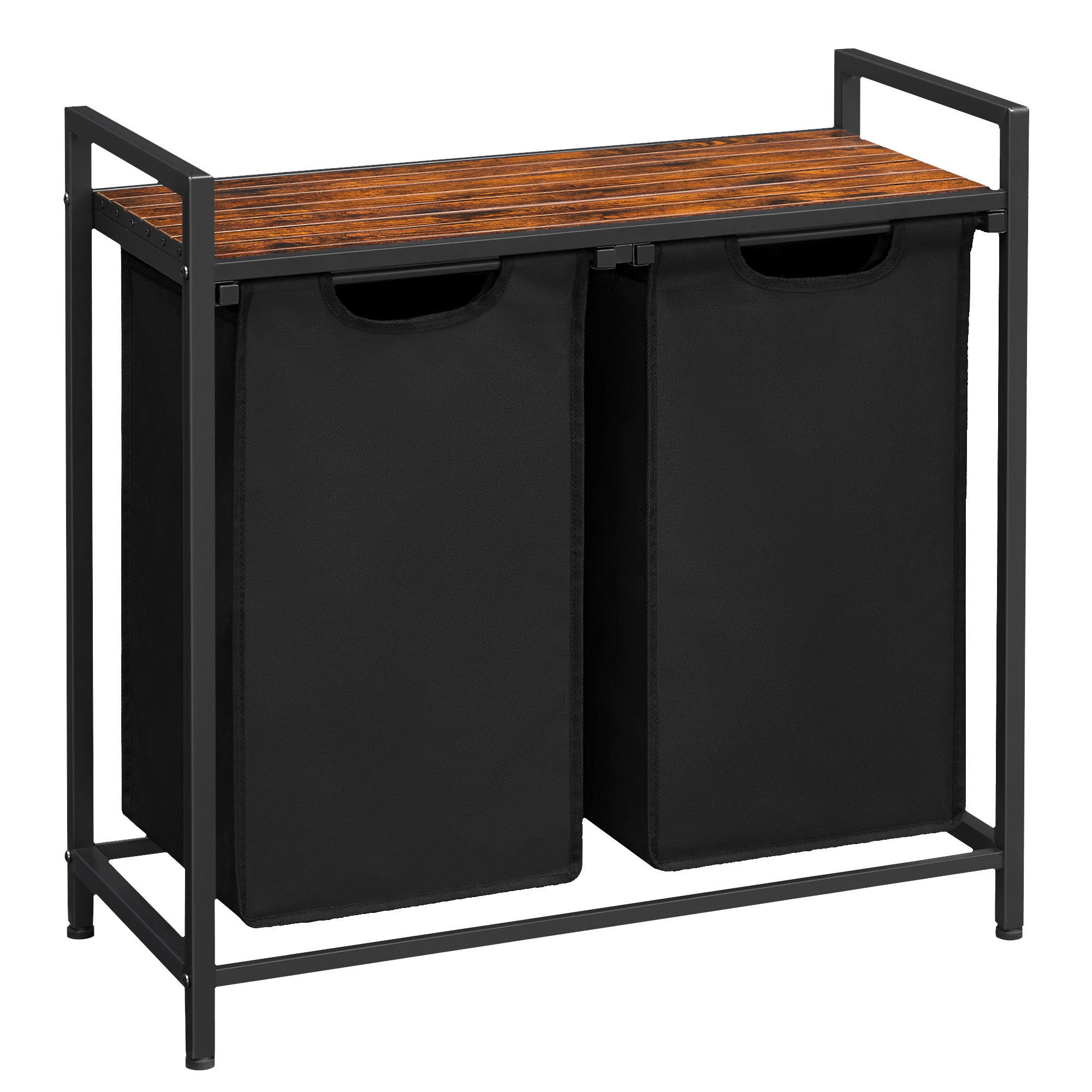 WÄSCHEKORB - Schwarz/Braun, Trend, Holzwerkstoff/Textil (73/72/33cm) - MID.YOU