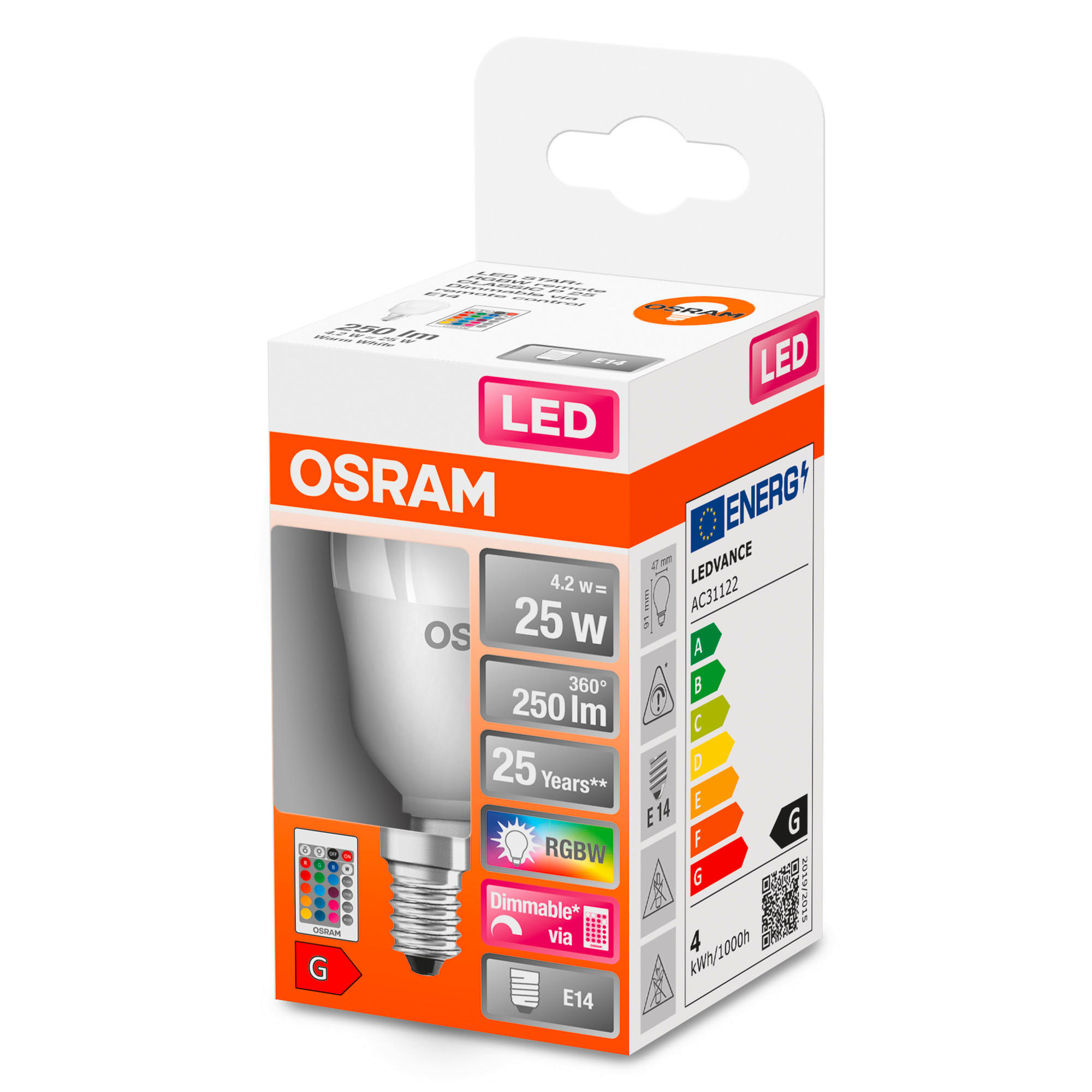 LED-LEUCHTMITTEL   E14 4,2 W 250 lm 2 Stück  - Weiß, Basics, Kunststoff (4,7/9,1cm) - Osram