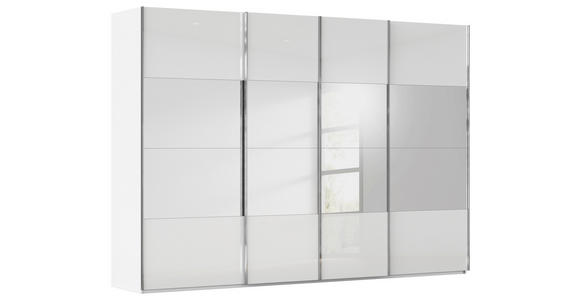 SCHWEBETÜRENSCHRANK  in Weiß  - Chromfarben/Weiß, Design, Glas/Holzwerkstoff (316/235/68cm) - Novel