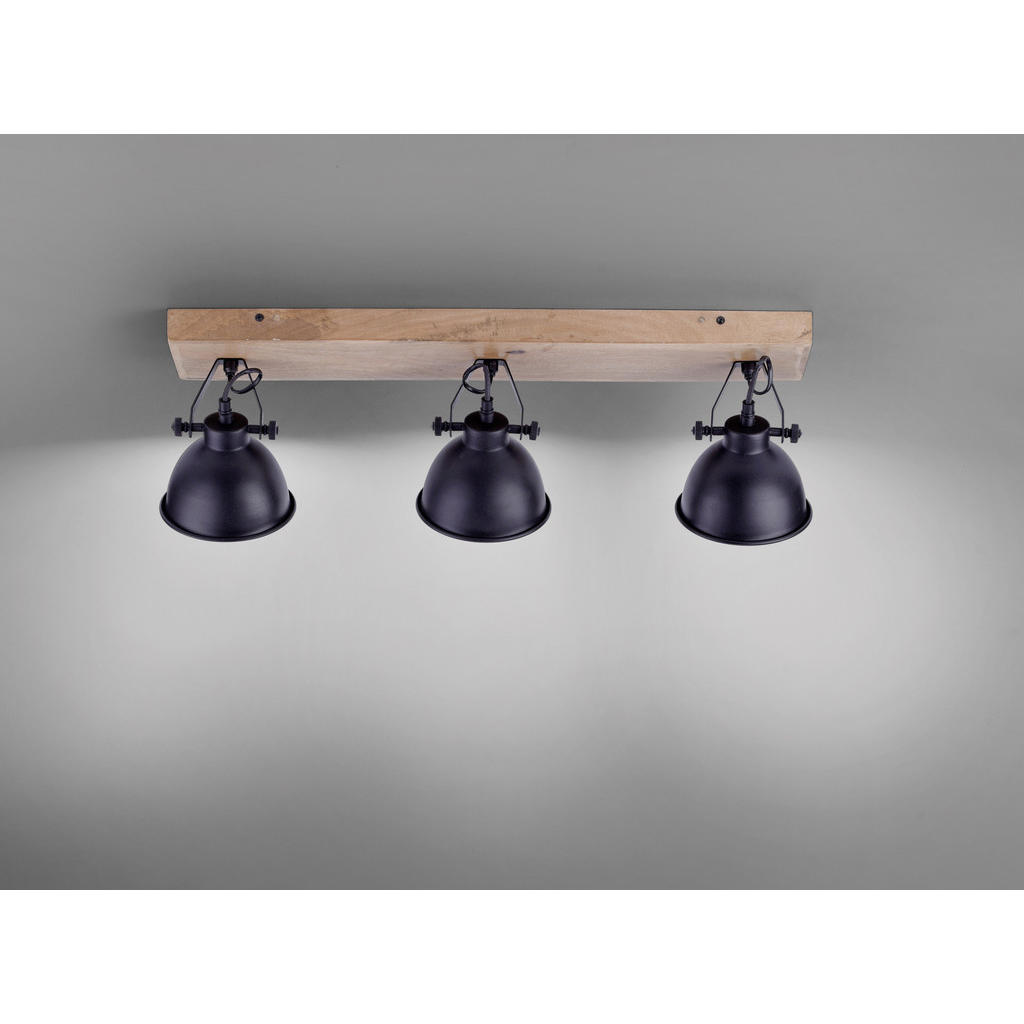 Thumbnail - Xxxl Deckenleuchte Samia, Schwarz, Metall, Holz, Mangoholz, Uni,Uni, länglich,länglich, 15x22.5x74 cm, schwenkbar, Lampe...