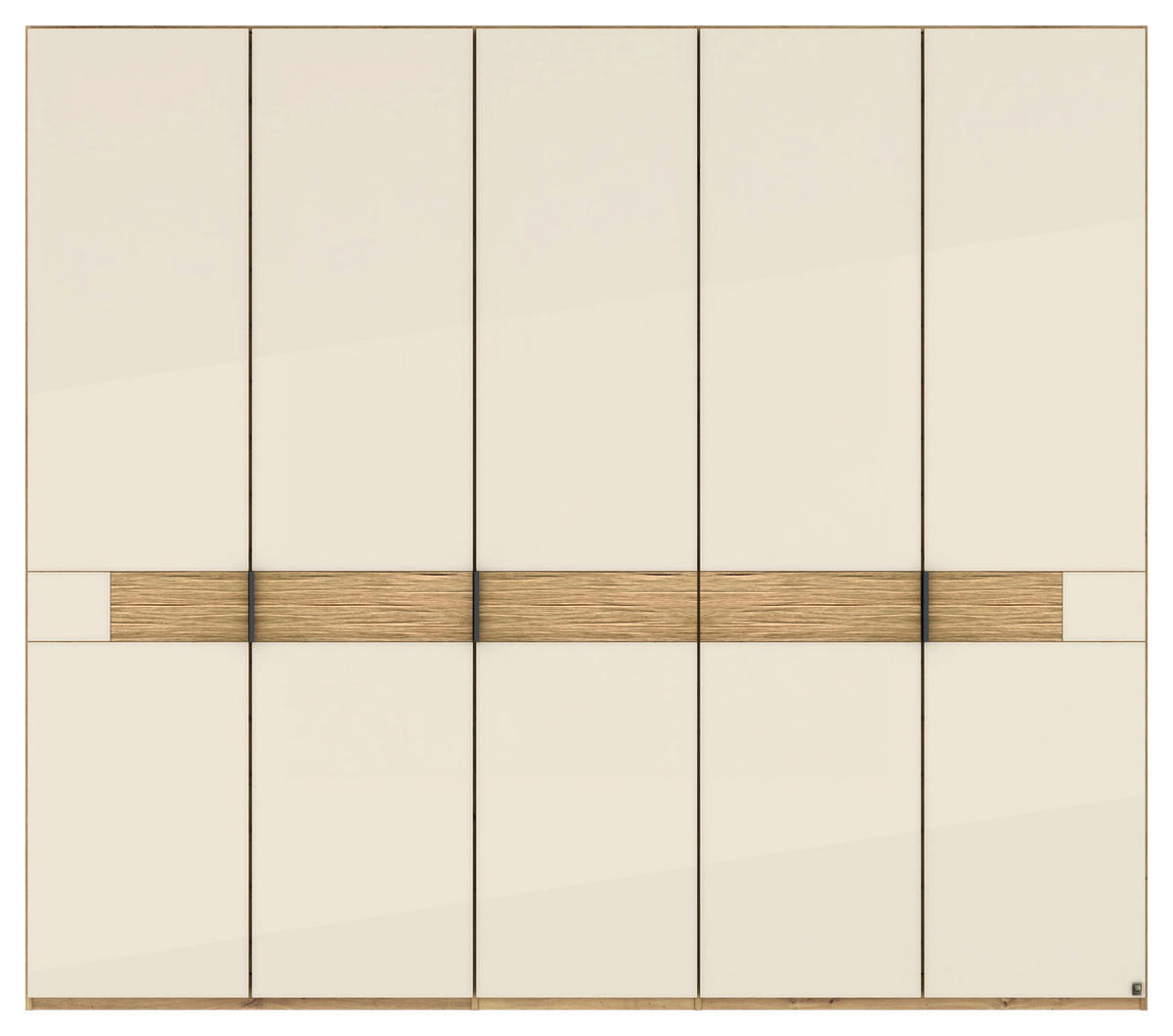 DREHTÜRENSCHRANK 250/216/58 cm,  in Champagner, Eiche Bianco, 5 Tür(en)  - Schieferfarben/Eiche Bianco, Design, Glas/Holz (250/216/58cm) - Musterring