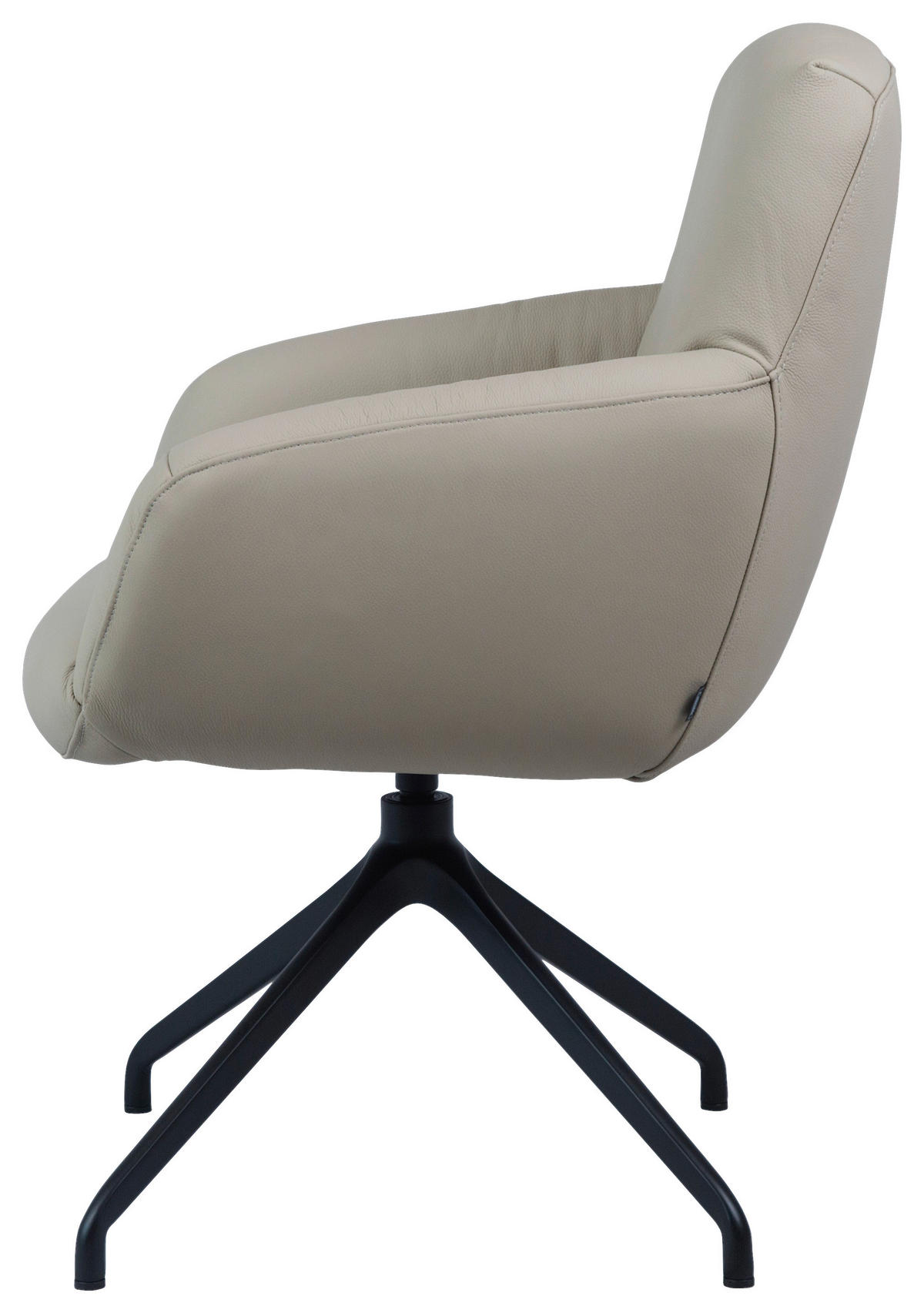 ARMLEHNSTUHL  Sitzfläche 360° drehbar, automatische Rückholfunktion  Echtleder  Schwarz, Beige  - Beige/Schwarz, Design, Leder/Metall (65/93/69cm) - Cassando