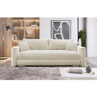 SCHLAFSOFA Cord Beige Querschläfer  inkl. Bettkasten  - Beige/Silberfarben, Design, Kunststoff/Textil (232/88/105cm) - MID.YOU