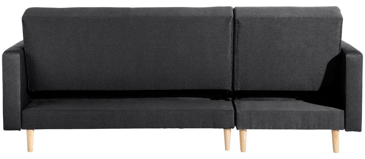 ECKSCHLAFSOFA inkl. Hocker  mit Schlafen auf Sitzhöhe Flachgewebe Graphitfarben  - Eschefarben/Graphitfarben, MODERN, Holz/Textil (223/152cm) - Max Winzer