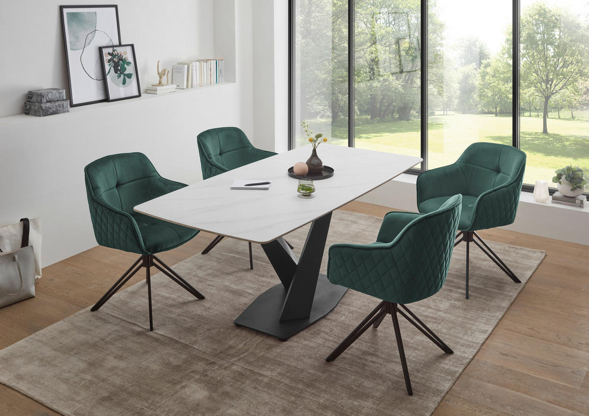ŽIDLE S PODRUČKAMI, samet, zelená - černá/zelená, Moderní, kov/textil (59/82/62cm) - MID.YOU