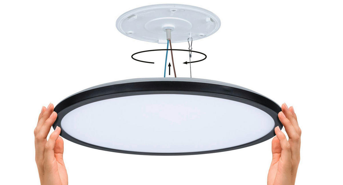 LED-DECKENLEUCHTE Atria Shine 40,0/3,5 cm   - Schwarz, Basics, Kunststoff (40,0/3,5cm) - Paulmann