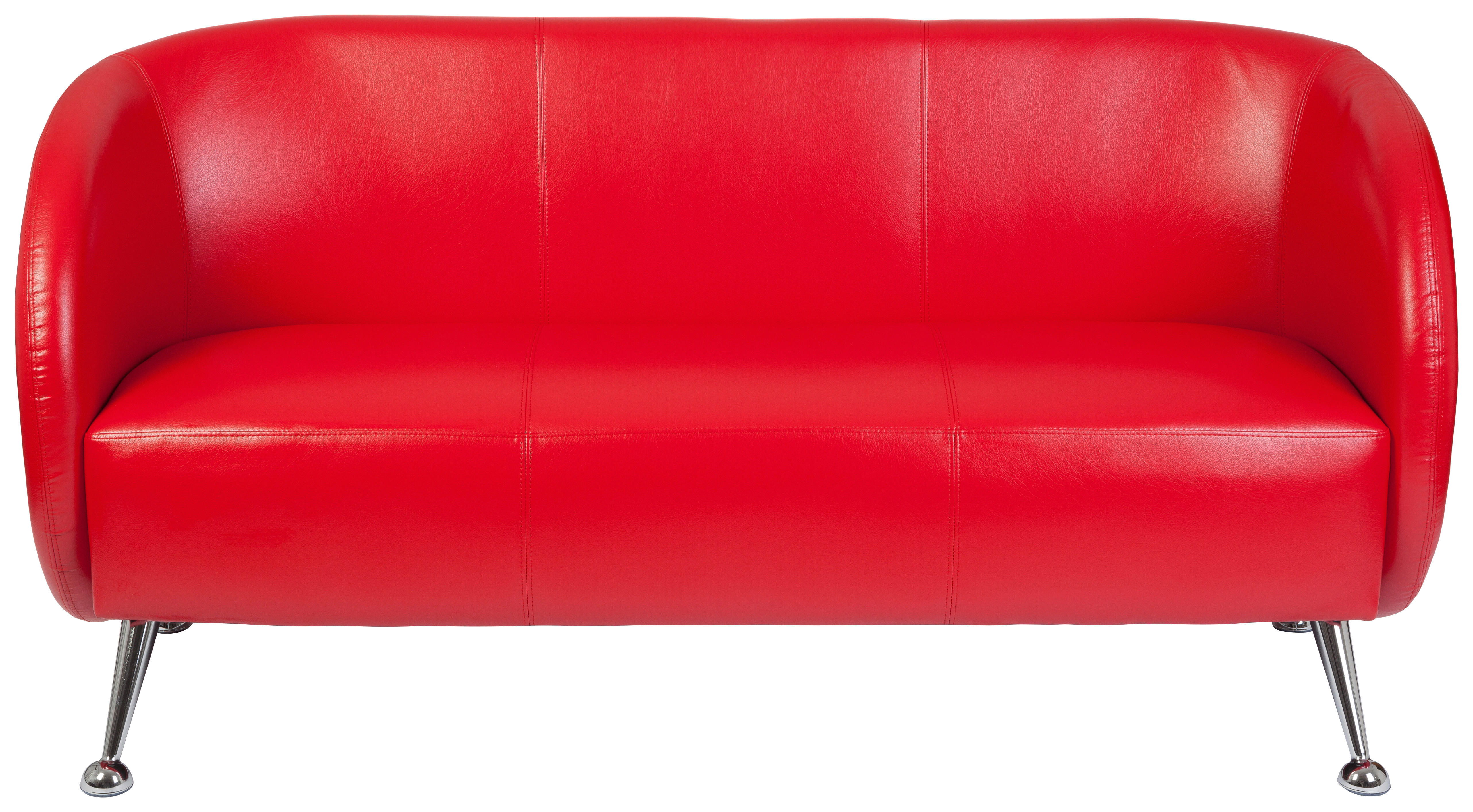 DREISITZER-SOFA Lederlook Rot  - Chromfarben/Rot, MODERN, Textil/Metall (168/85/58cm) - MID.YOU
