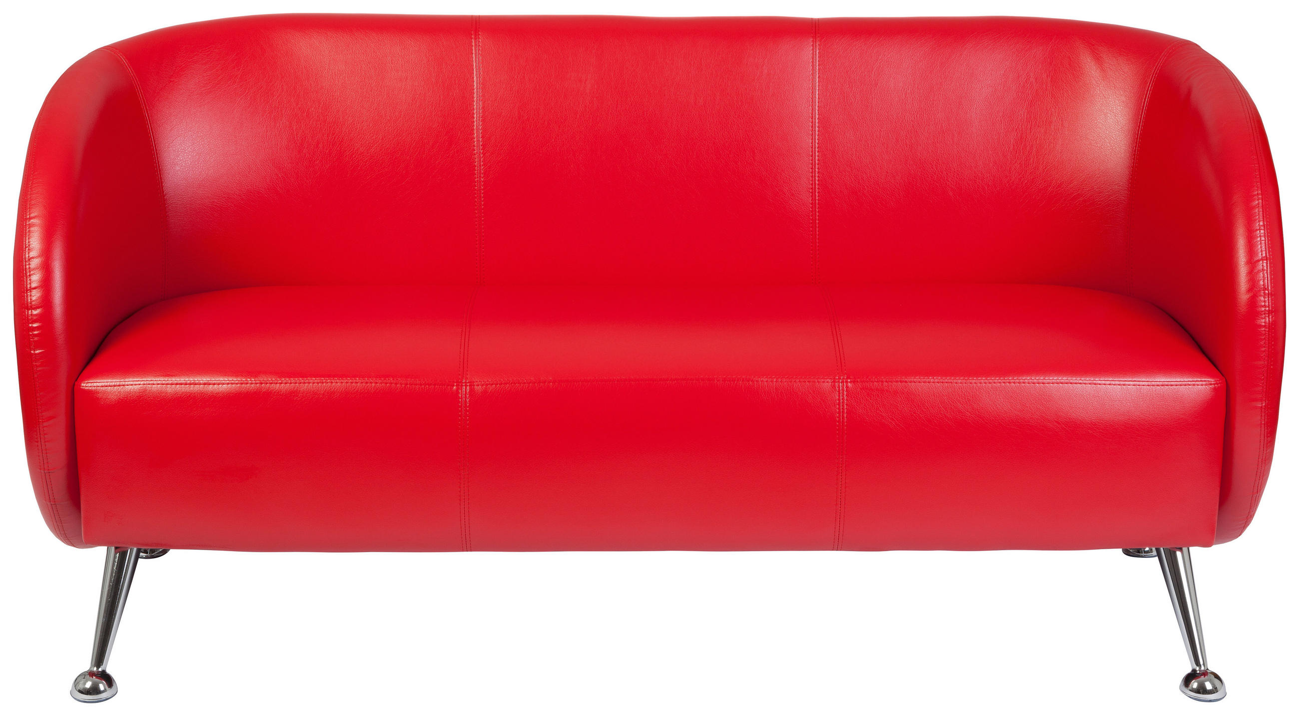 3-SITZER-SOFA Lederlook Rot  - Chromfarben/Rot, MODERN, Textil/Metall (168/85/58cm) - MID.YOU