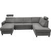 WOHNLANDSCHAFT in Webstoff Dunkelgrau  - Dunkelgrau/Schwarz, Design, Holz/Textil (165/296/198cm) - Xora