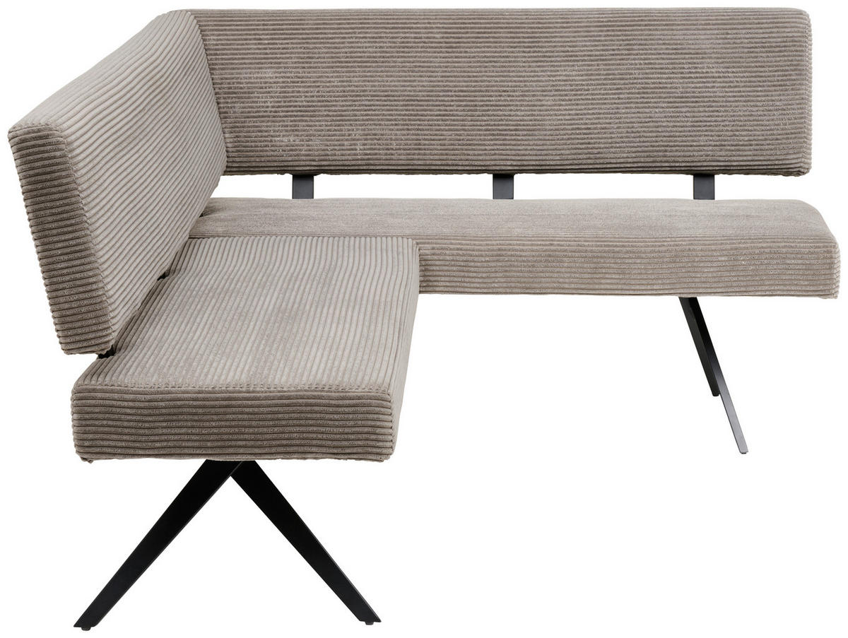 ECKBANK 190/150 cm Cord Dunkelgrau   - Dunkelgrau/Schwarz, KONVENTIONELL, Textil/Metall (190/150cm) - MID.YOU