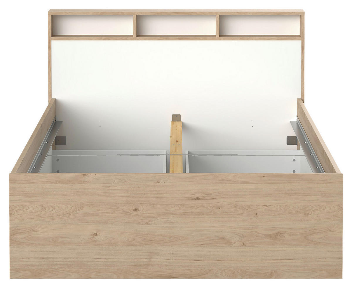POSTEĽ S ÚLOŽNÝM PRIESTOROM, 140/200 cm biela, farba duba - biela/farba duba, Modern, kompozitné drevo (140/200cm) - MID.YOU
