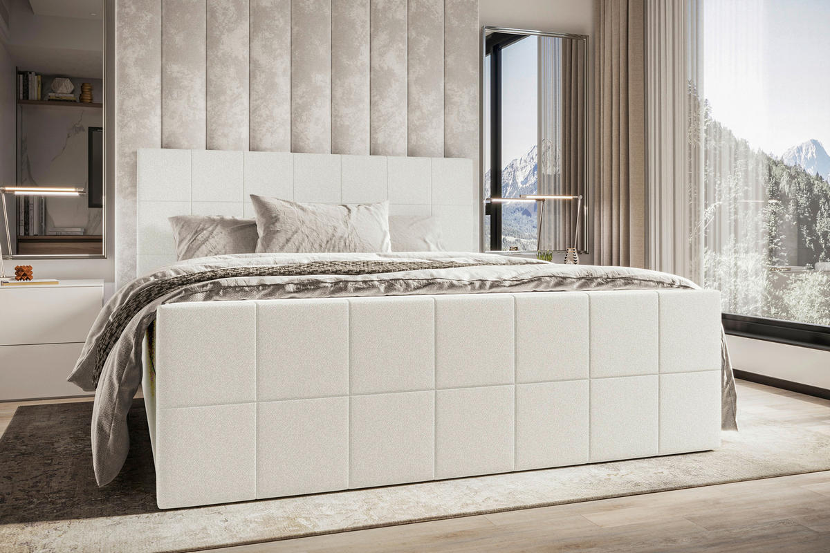 BOXBETT 160/200 cm  in Creme  - Creme, KONVENTIONELL, Kunststoff/Textil (160/200cm) - Boxxx