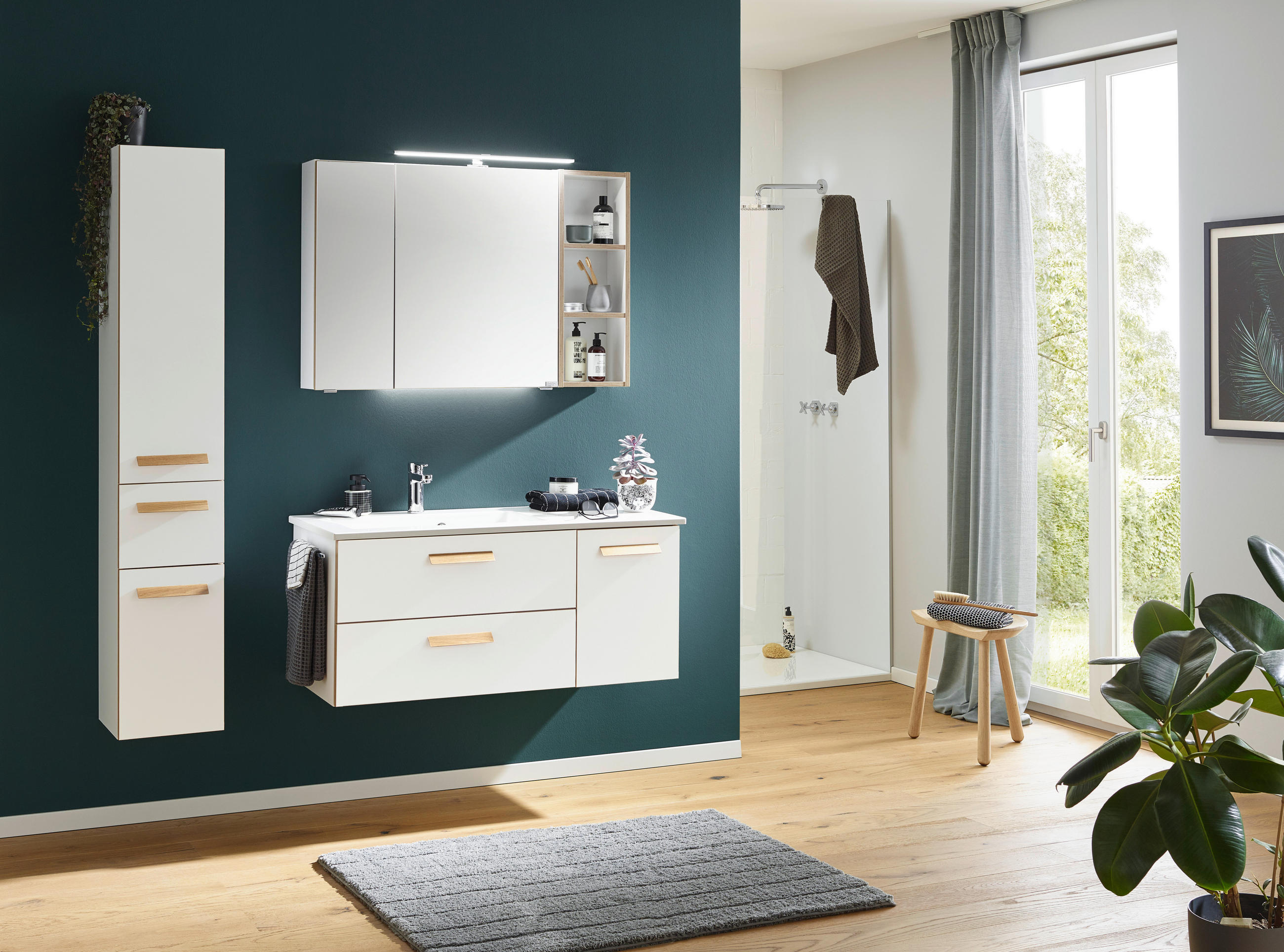 VISOKA OMARA 30/168/33 cm  - barve hrasta/bela, Konvencionalno, steklo/leseni material (30/168/33cm) - Dieter Knoll
