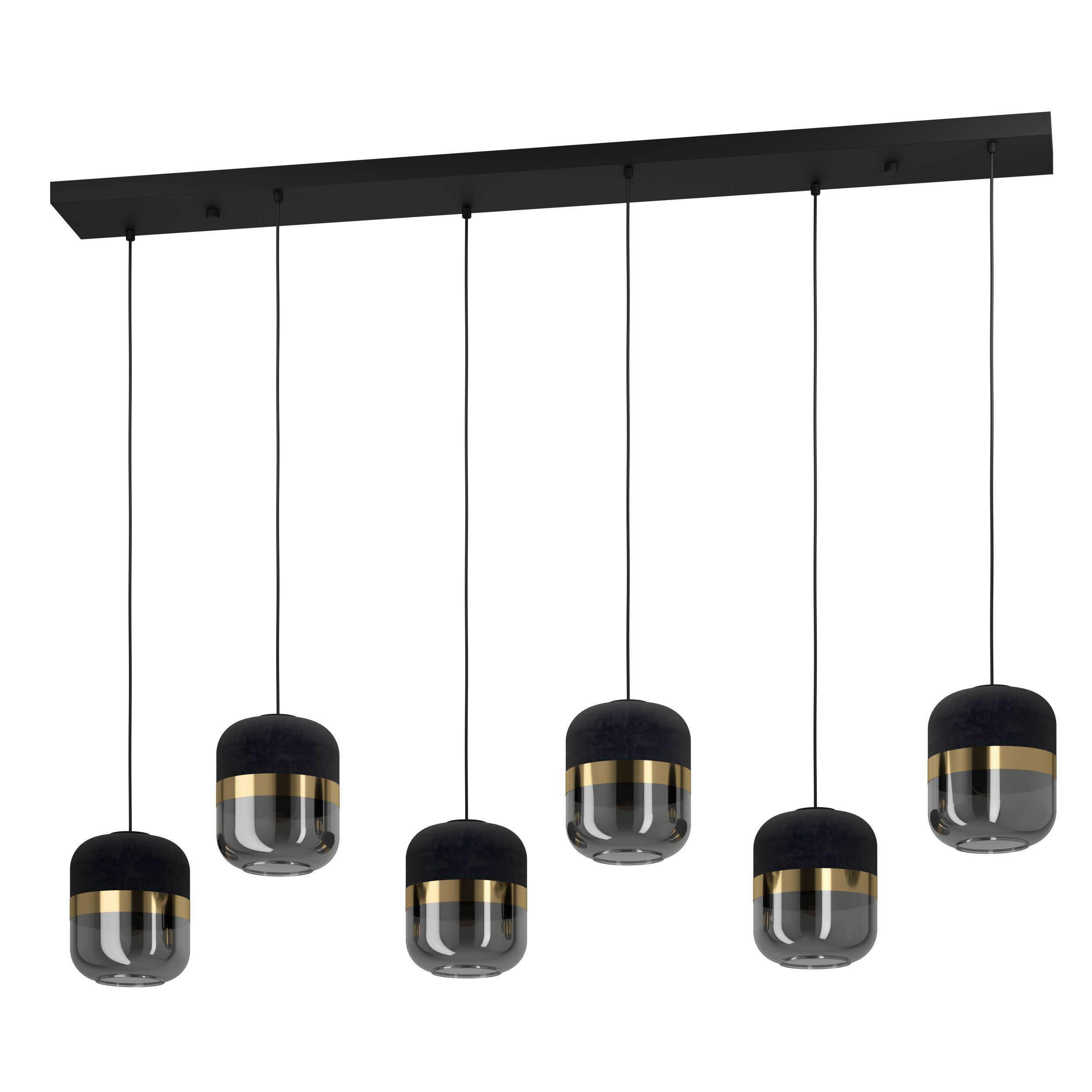 HÄNGELEUCHTE 139,5/27/150 cm  - Goldfarben/Schwarz, Design, Glas/Textil (139,5/27/150cm) - Eglo