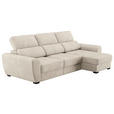 ECKSOFA Naturfarben Mikrofaser  - Schwarz/Naturfarben, KONVENTIONELL, Kunststoff/Textil (285/177cm) - Carryhome