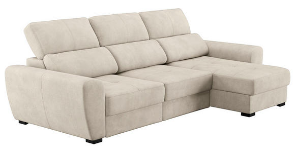 ECKSOFA Naturfarben Mikrofaser - Schwarz/Naturfarben, KONVENTIONELL, Kunststoff/Textil (285/177cm) - Carryhome