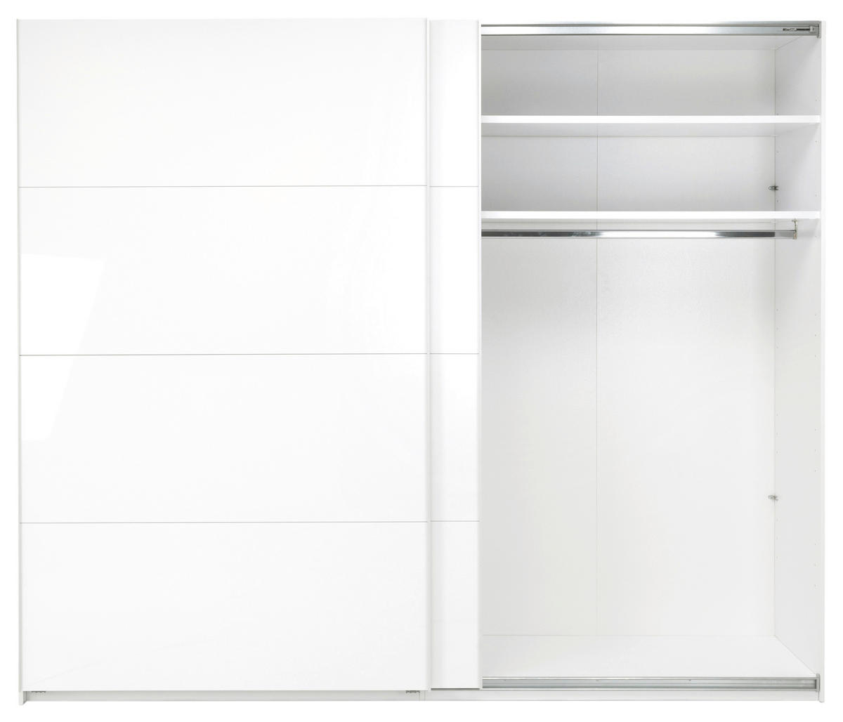 SCHIEBETÜRENSCHRANK 250/210/62 cm 2-türig Weiß  - Weiß Hochglanz/Alufarben, MODERN, Holzwerkstoff/Metall (250/210/62cm) - MID.YOU