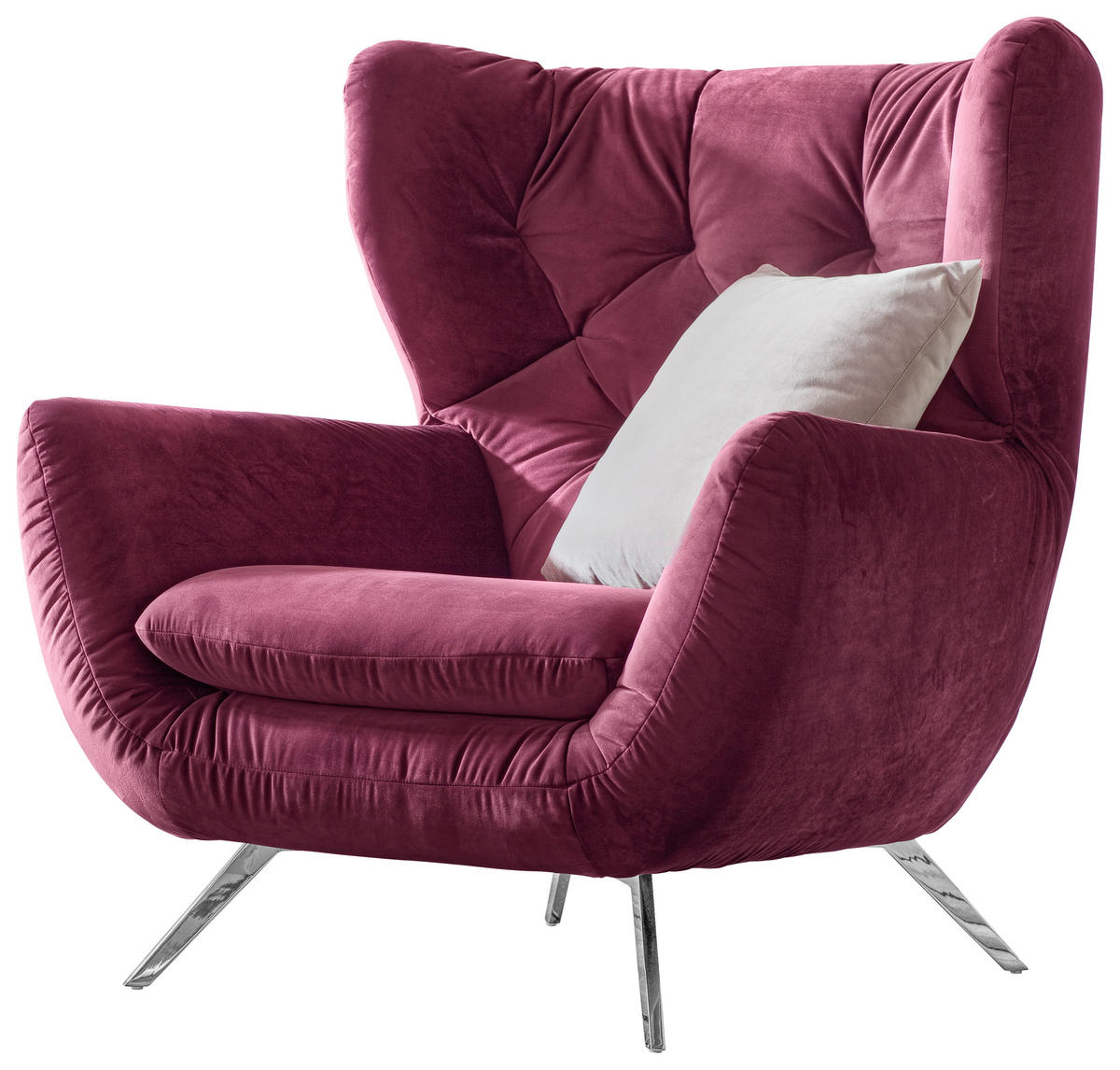 CHESTERFIELD-SESSEL Velours Lila    - Chromfarben/Lila, Design, Metall (100/106/95cm) - Pure Home Lifestyle