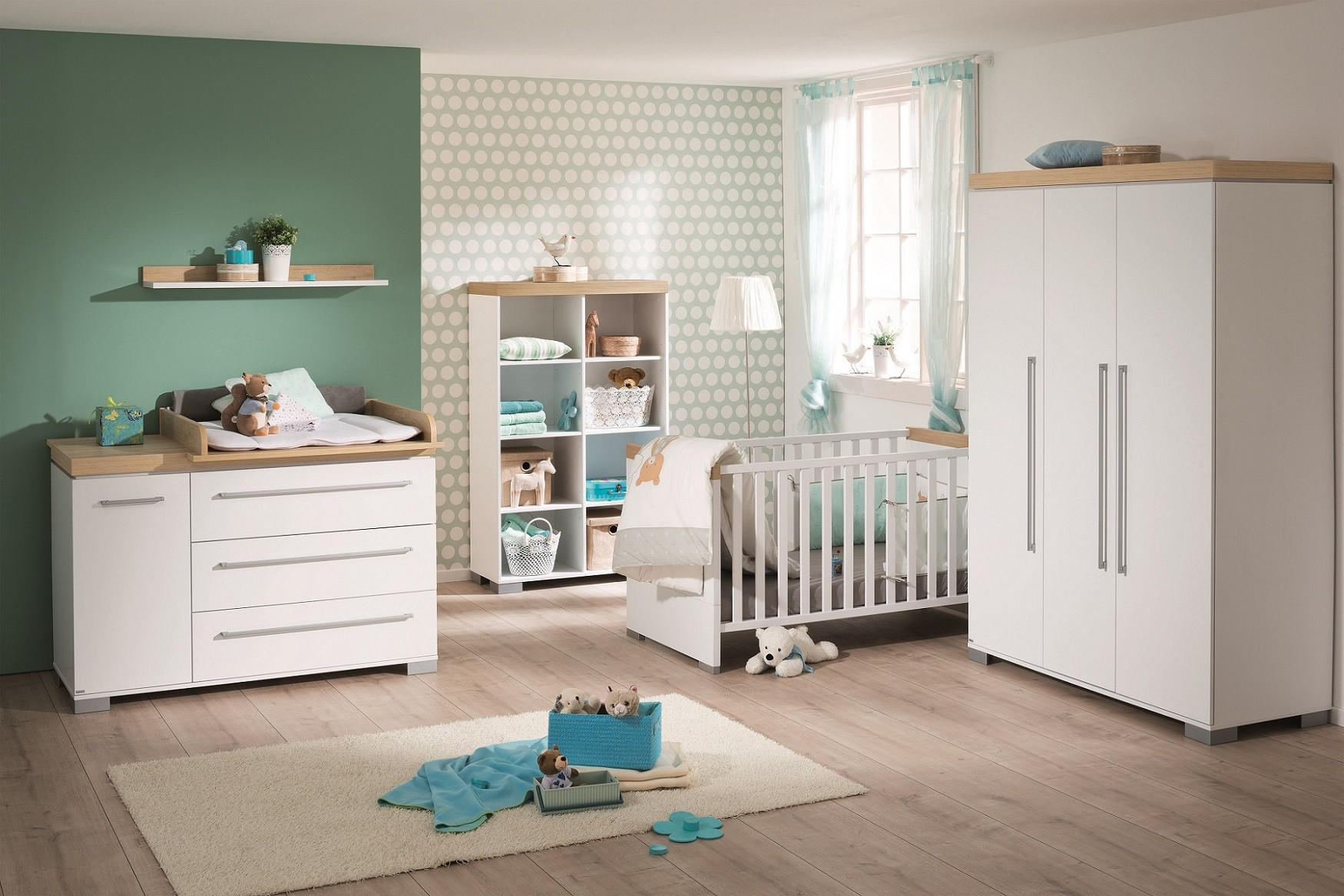 BABYKLEIDERSCHRANK Kira Eiche Nebraska/Kreideweiß Weiß, Eichefarben - Eichefarben/Silberfarben, KONVENTIONELL, Holzwerkstoff/Metall (135,3/193,1/55,6cm) - Paidi