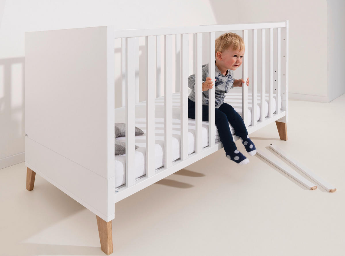 RÁCSOS KISÁGY Oscar  - tölgyfa/fehér, Basics, faalapú anyag (70/140cm) - Paidi