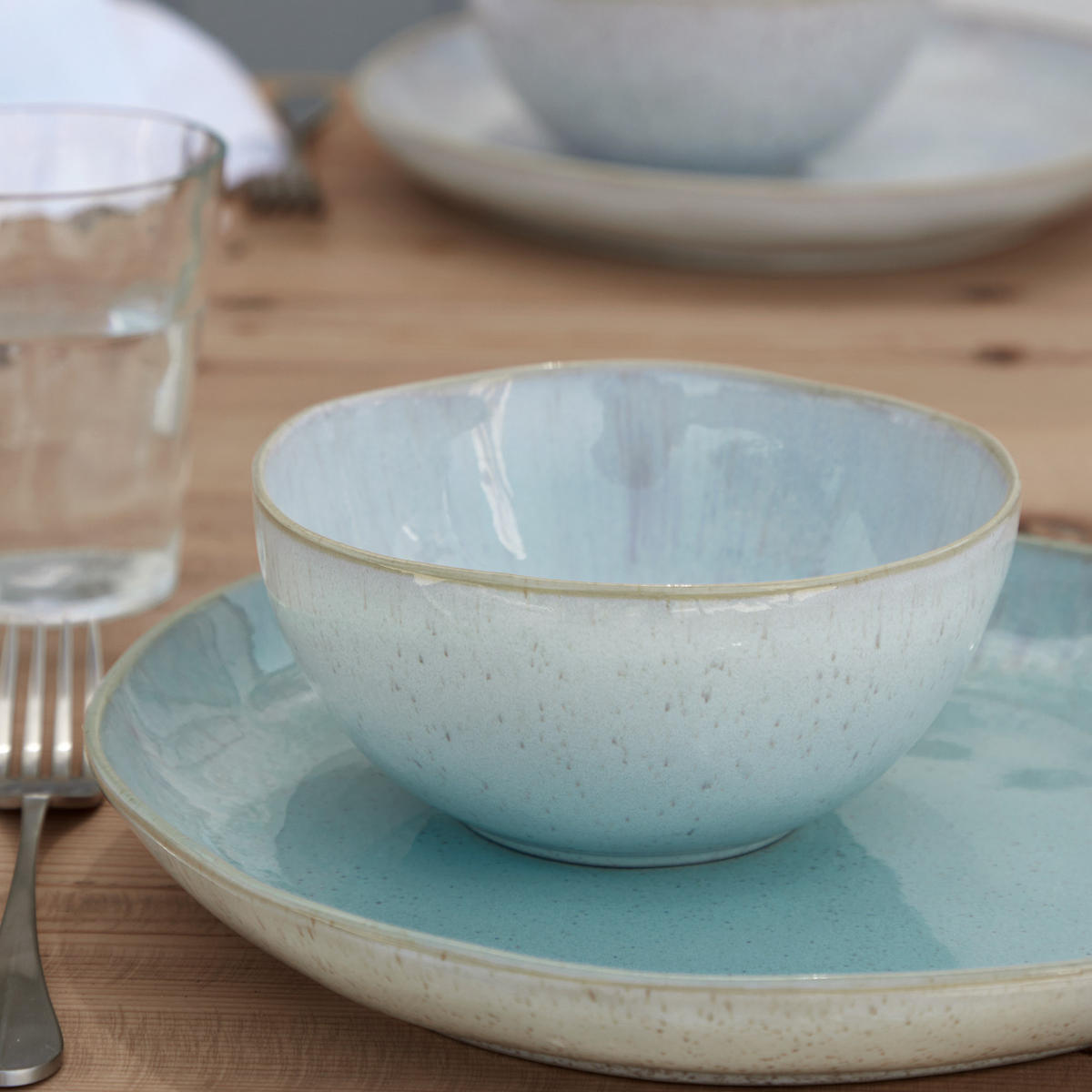 KOMBISERVICE Creme, Pastellblau EIVISSA 30-teilig 6 Personen  - Pastellblau/Creme, Basics, Keramik - Costa Nova