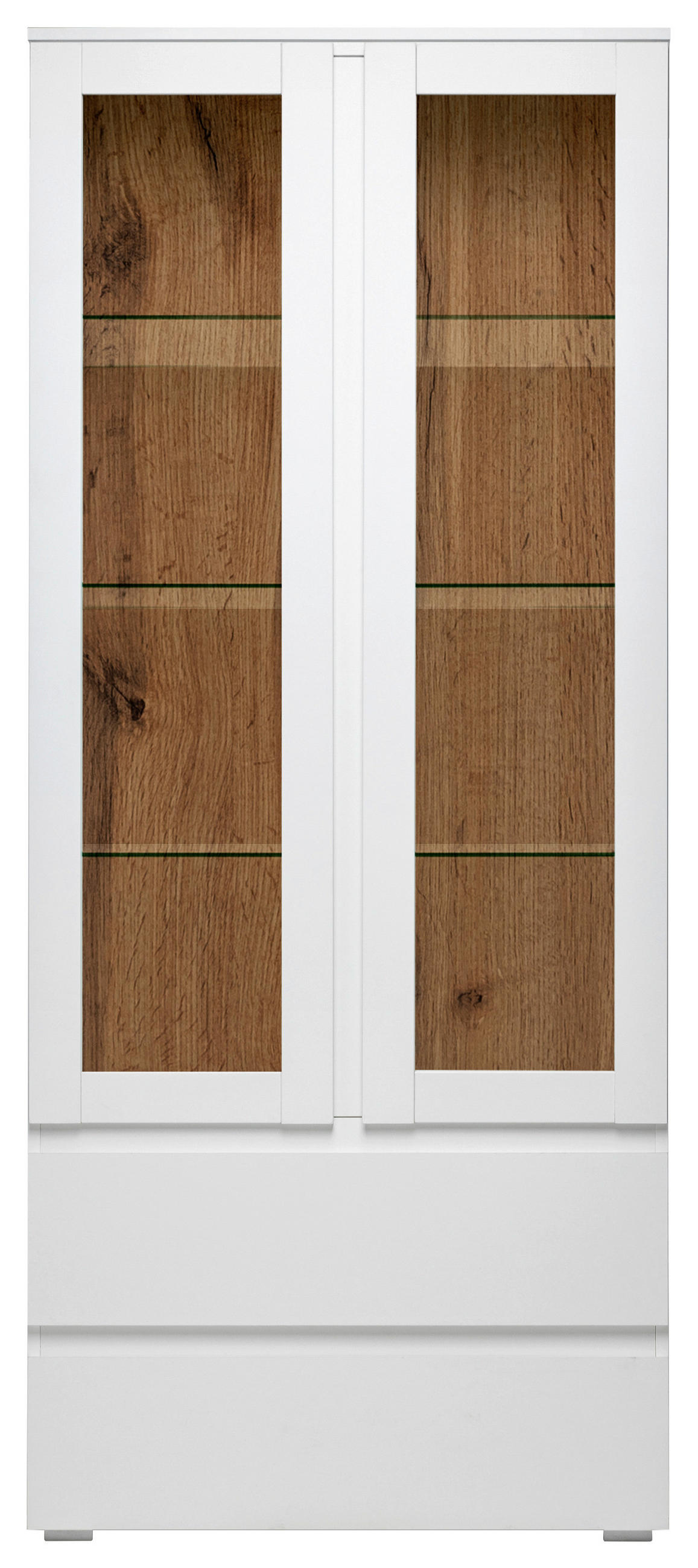 VITRINE  in Weiß  - Silberfarben/Weiß, KONVENTIONELL, Glas/Holzwerkstoff (80/191/40cm) - MID.YOU