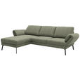 ECKSOFA  in Flachgewebe Salbeigrün Armteilverstellung, Relaxfunktion, Drehsitzfunktion  175-224/255-365 cm  - Salbeigrün/Schwarz, Design, Textil/Metall (175-224/255-365cm) - Dieter Knoll