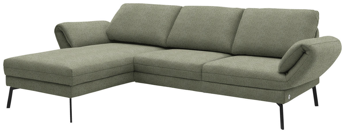 ECKSOFA  in Flachgewebe Salbeigrün  175-224/255-365 cm  - Salbeigrün/Schwarz, Design, Textil/Metall (175-224/255-365cm) - Dieter Knoll