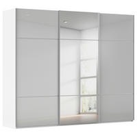SCHWEBETÜRENSCHRANK 242/223/68 cm,  in Grau, Weiß, 3 Tür(en)  - Alufarben/Weiß, KONVENTIONELL, Glas/Holzwerkstoff (242/223/68cm) - Novel