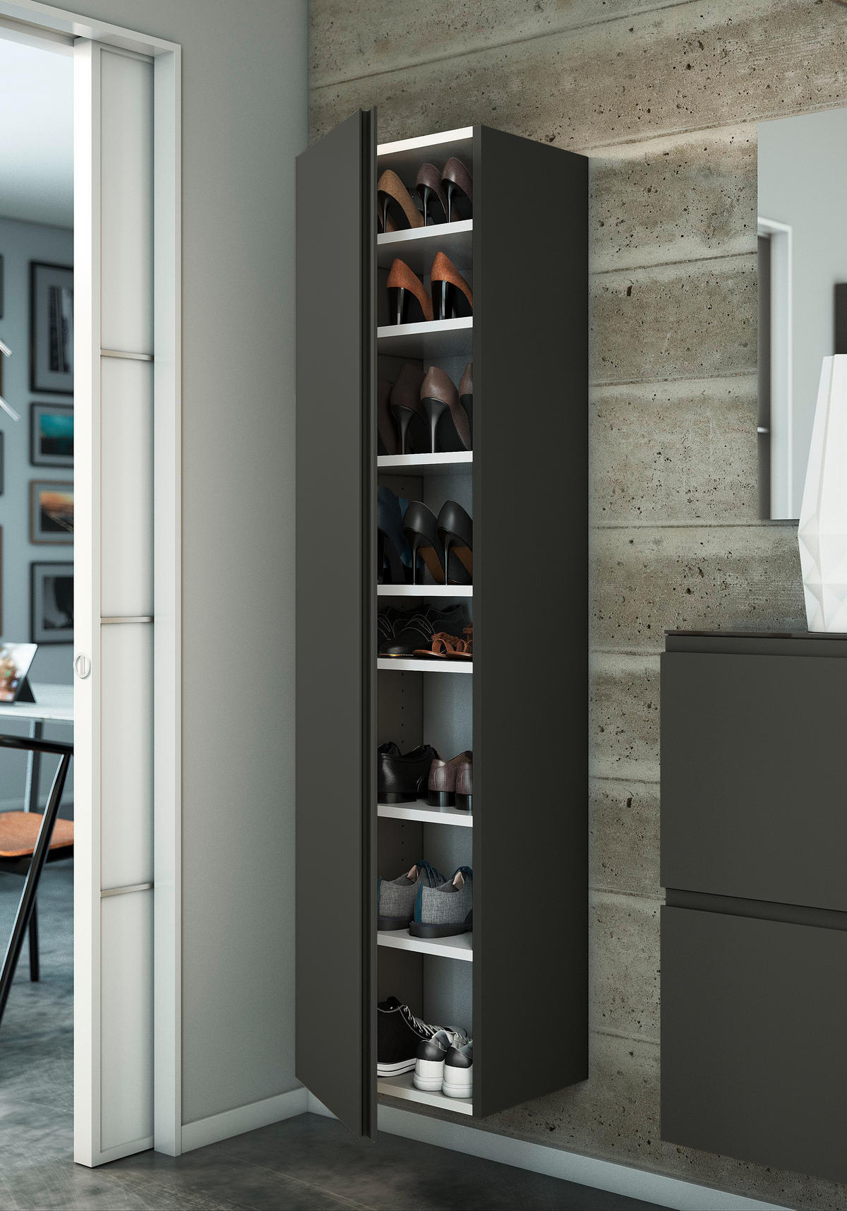 GARDEROBENSCHRANK  in 40/165/33 cm  - Anthrazit, Design, Holzwerkstoff (40/165/33cm) - Moderano