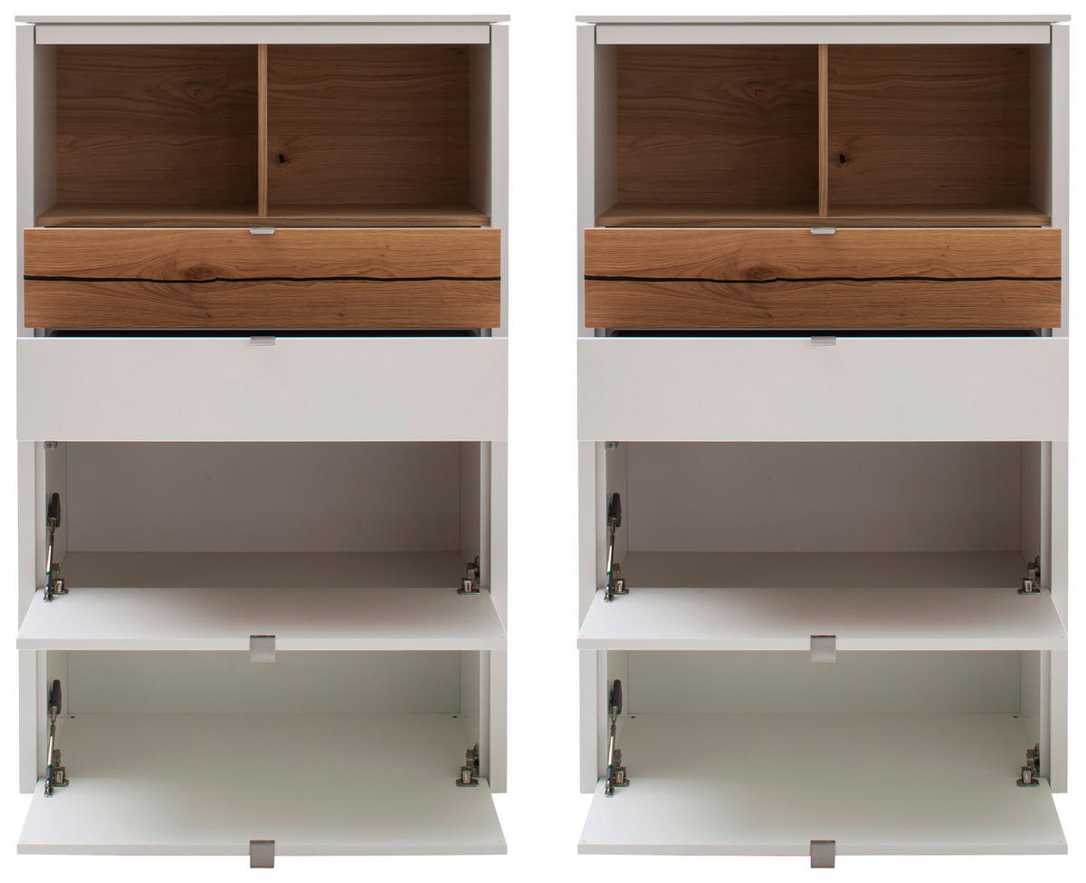 HIGHBOARD  in 193/140/43 cm  - Weiss/Edelstahlfarben, Design, Holz/Holzwerkstoff (193/140/43cm) - Venjakob