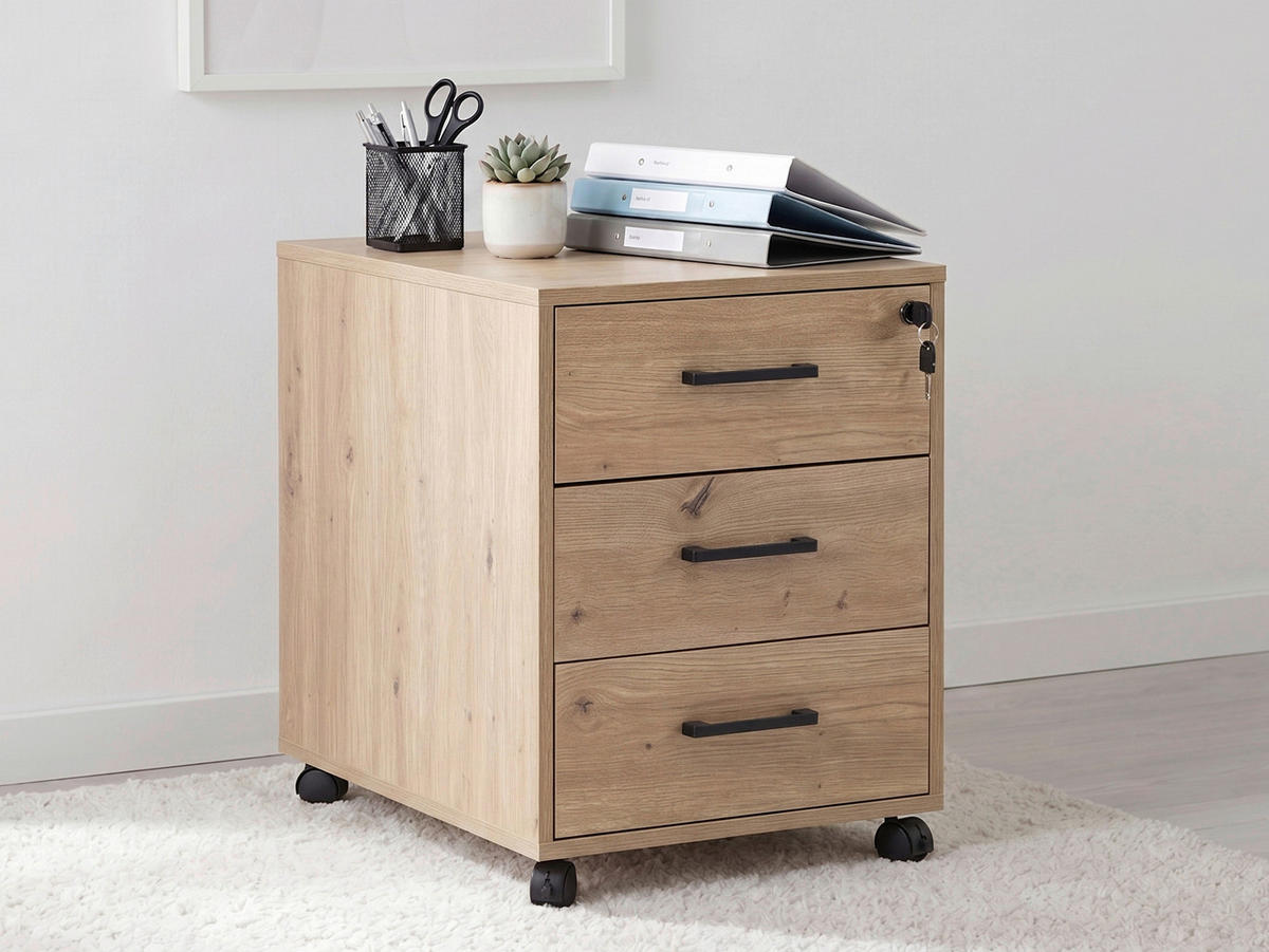 ROLLCONTAINER 43/56/60 cm  - Schwarz/Eiche Artisan, MODERN, Holzwerkstoff/Kunststoff (43/56/60cm) - Livetastic