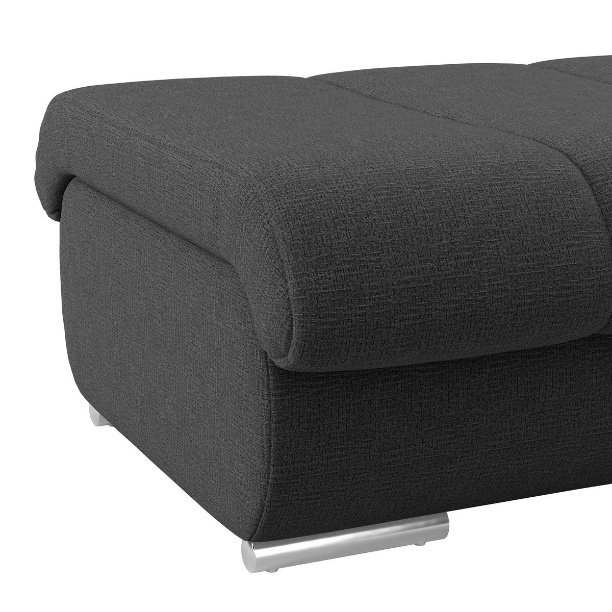 HOCKER Textil Schwarz  - Chromfarben/Schwarz, Modern, Textil/Metall (100/43/80cm) - Livetastic